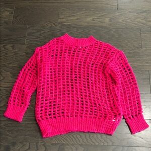 Urban Outfitters Bright Pink Open-Knit Sweater